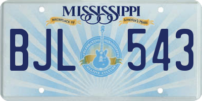 MS license plate BJL543