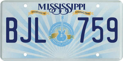MS license plate BJL759