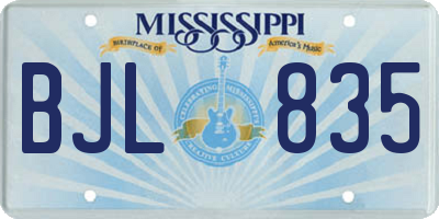MS license plate BJL835