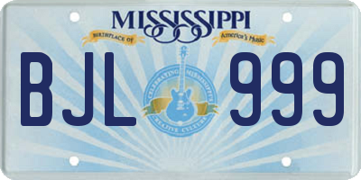 MS license plate BJL999