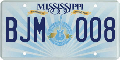 MS license plate BJM008