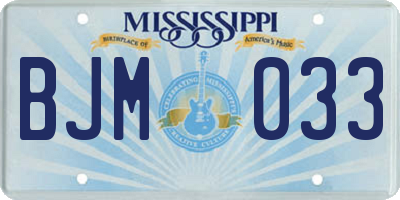 MS license plate BJM033