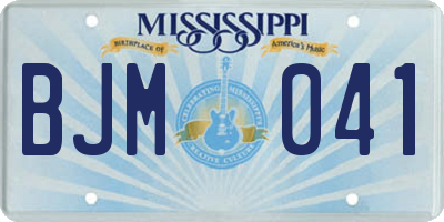MS license plate BJM041