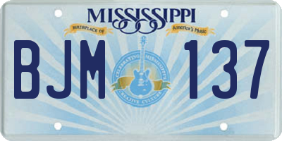 MS license plate BJM137