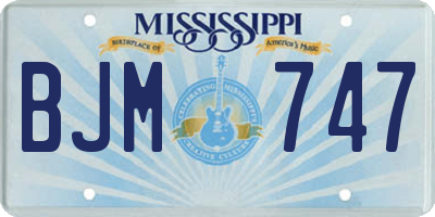 MS license plate BJM747