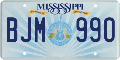 MS license plate BJM990