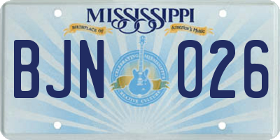 MS license plate BJN026