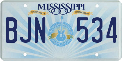 MS license plate BJN534
