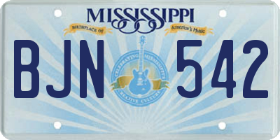MS license plate BJN542