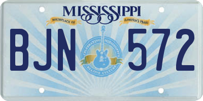MS license plate BJN572