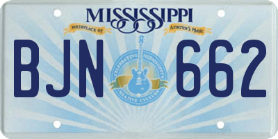 MS license plate BJN662