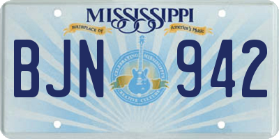MS license plate BJN942