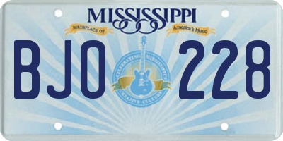 MS license plate BJO228