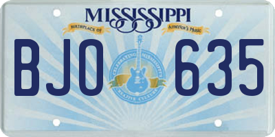 MS license plate BJO635