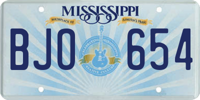 MS license plate BJO654