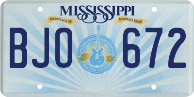 MS license plate BJO672