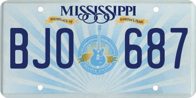 MS license plate BJO687