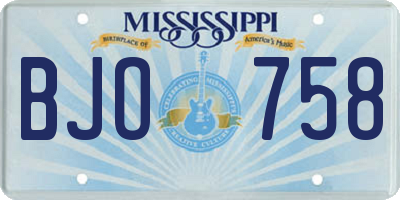 MS license plate BJO758