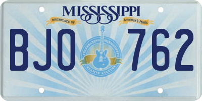 MS license plate BJO762