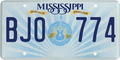 MS license plate BJO774