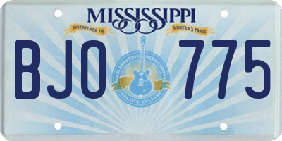 MS license plate BJO775