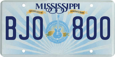 MS license plate BJO800