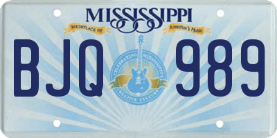MS license plate BJQ989
