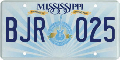 MS license plate BJR025