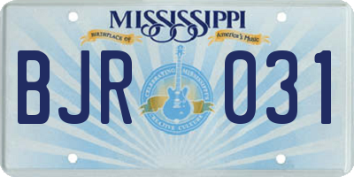 MS license plate BJR031