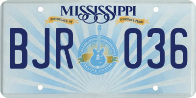 MS license plate BJR036