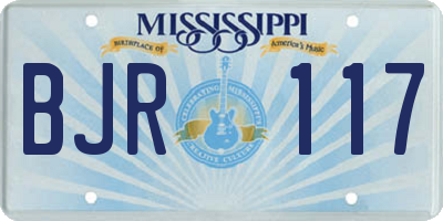 MS license plate BJR117