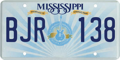 MS license plate BJR138