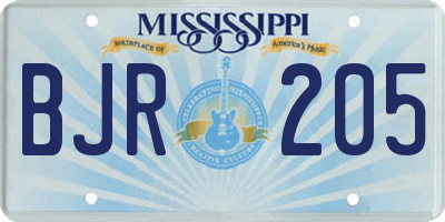MS license plate BJR205