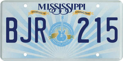 MS license plate BJR215