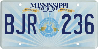 MS license plate BJR236