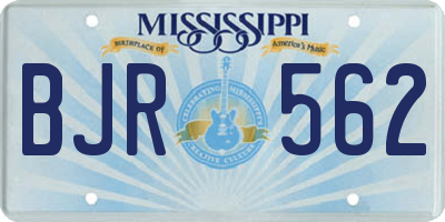 MS license plate BJR562