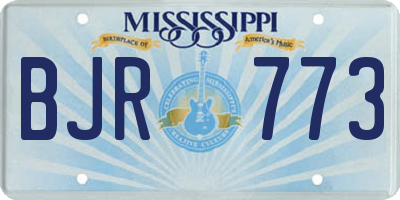 MS license plate BJR773