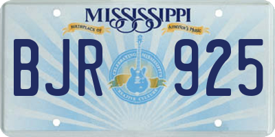 MS license plate BJR925