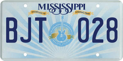 MS license plate BJT028