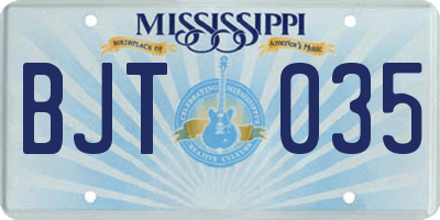 MS license plate BJT035