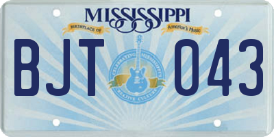 MS license plate BJT043