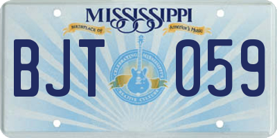 MS license plate BJT059