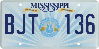 MS license plate BJT136