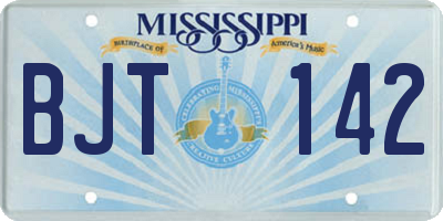 MS license plate BJT142