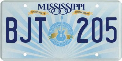 MS license plate BJT205