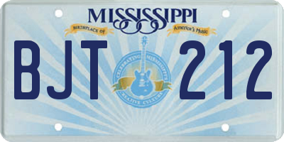 MS license plate BJT212