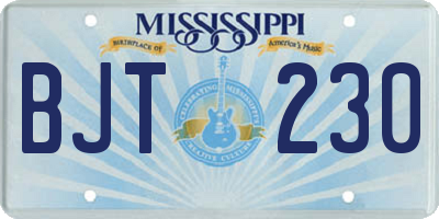 MS license plate BJT230