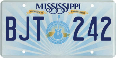 MS license plate BJT242