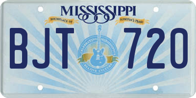 MS license plate BJT720