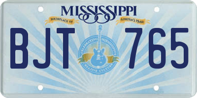 MS license plate BJT765